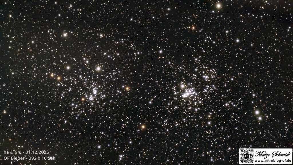 Die beiden offenen Sternhaufen h und Chi Persei im Sternbild Perseus