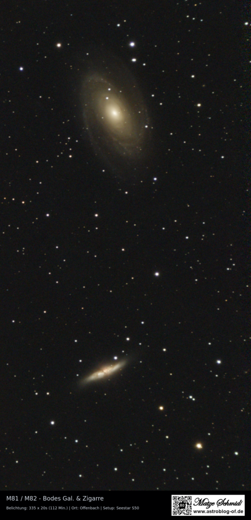 Das Bild zeigt das Galaxienpaar M81 und M82
